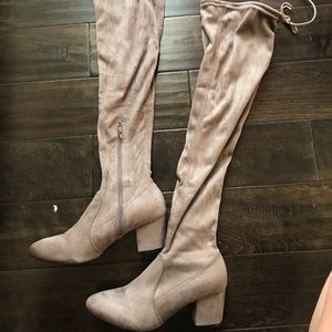 Suede Tan Thigh High Boots